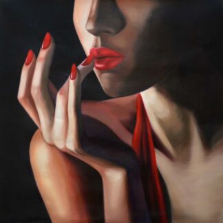 Woman Touching Lips