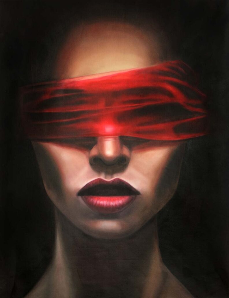 Red Blindfolded Woman