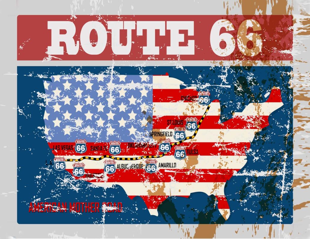 Route 66 Red, White, & Blue Map