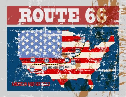 Route 66 Red, White, & Blue Map