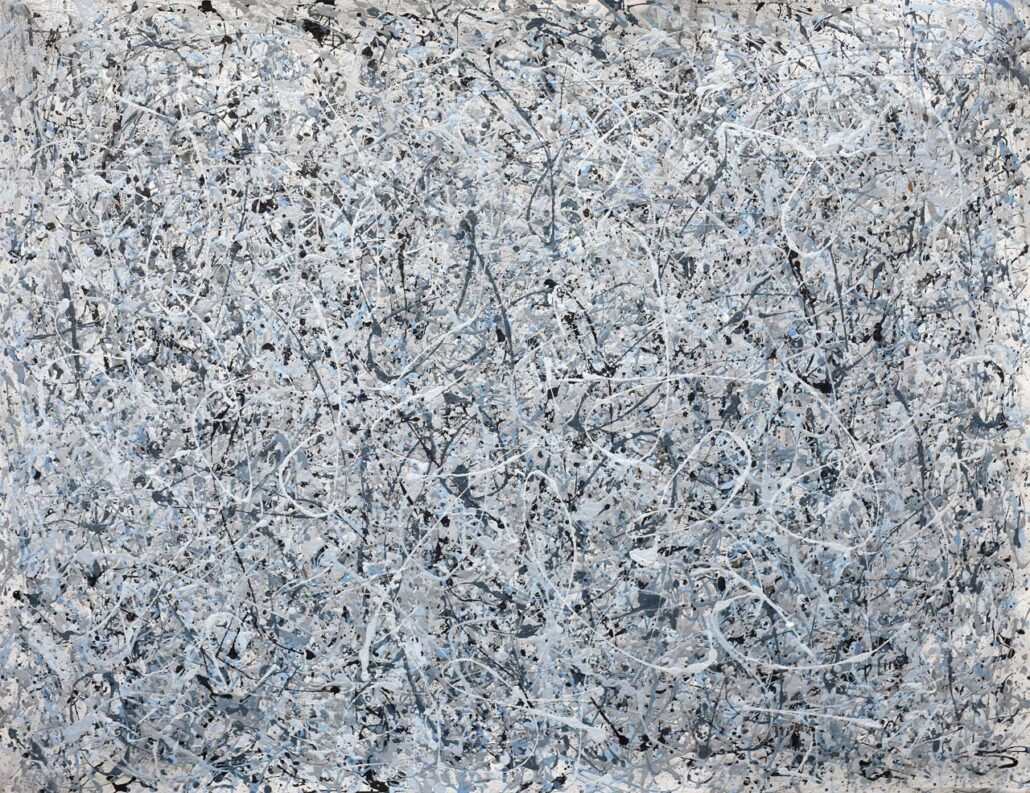 White and Blue Drip Art