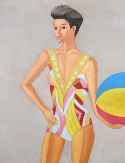 Woman in Yellow and Pink Bathing Suit