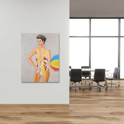 Woman in Yellow and Pink Bathing Suit - Image 3