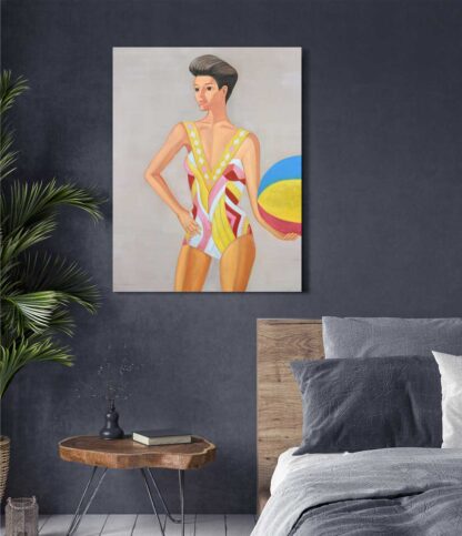 Woman in Yellow and Pink Bathing Suit - Image 4