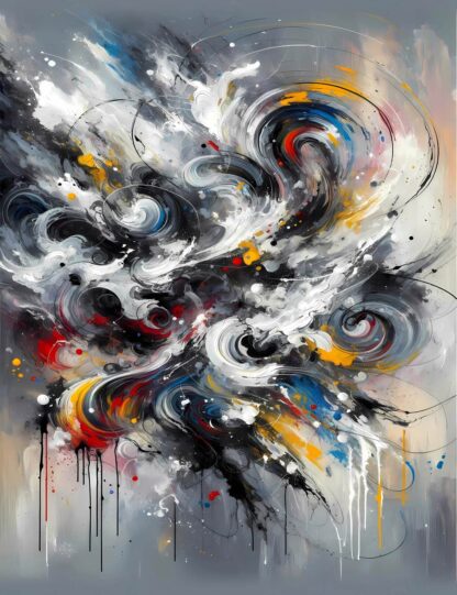 Gray and White Abstract Swirls Giclee