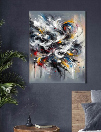 Gray and White Abstract Swirls Giclee - Image 2