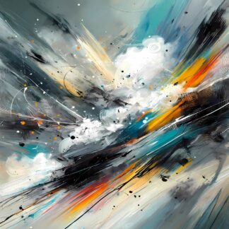 Gray and White Cloud Swirls Giclee