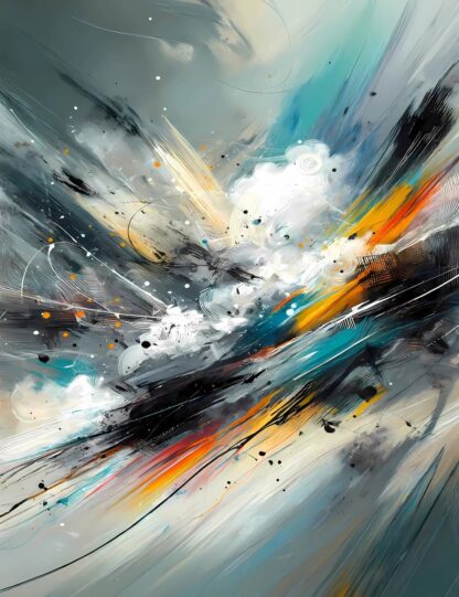 Gray and White Cloud Swirls Giclee