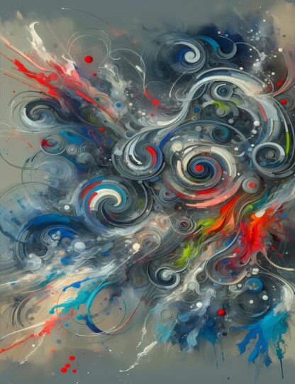 Blue and Gray Abstract Swirls Giclee