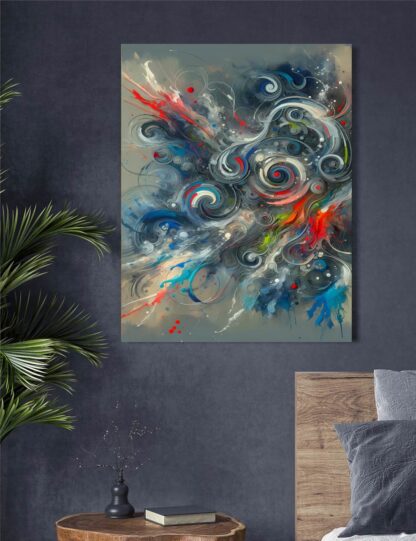 Blue and Gray Abstract Swirls Giclee - Image 2