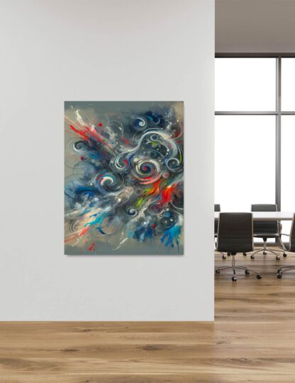 Blue and Gray Abstract Swirls Giclee - Image 4