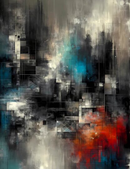 Blue and Gray Abstract Giclee