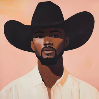 Modern Cowboy with black Hat Giclee