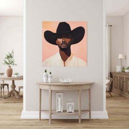 Modern Cowboy with black Hat Giclee - Image 2