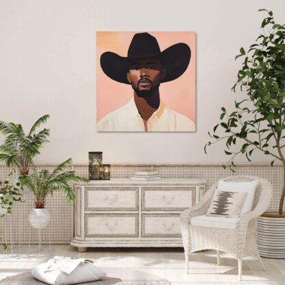 Modern Cowboy with black Hat Giclee - Image 3