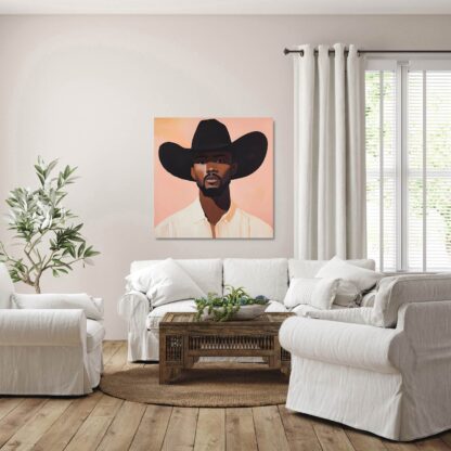 Modern Cowboy with black Hat Giclee - Image 4