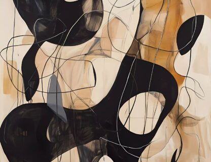 Abstract Beige Cream and Black Giclee