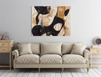 Abstract Beige Cream and Black Giclee - Image 3