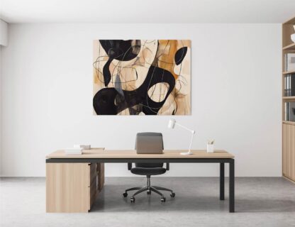 Abstract Beige Cream and Black Giclee - Image 4