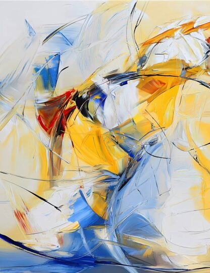 Yellow Red Blue and White Abstract Giclee
