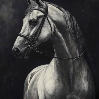 Stunning Black and White Horse Giclee