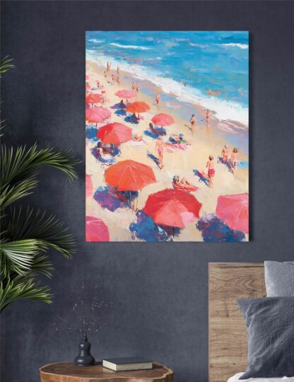 Red Umbrellas Beach Giclee - Image 2