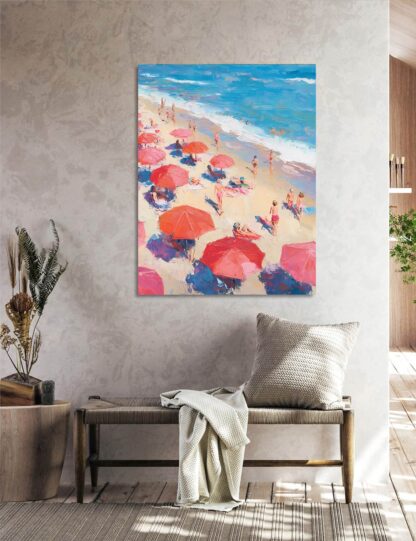 Red Umbrellas Beach Giclee - Image 3