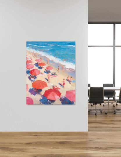 Red Umbrellas Beach Giclee - Image 4