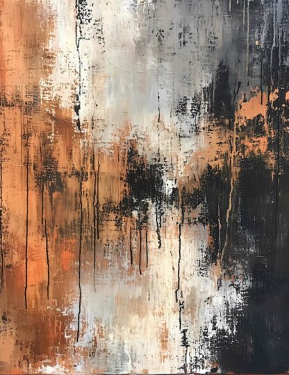 Orange White and Black Abstract Grunge Giclee