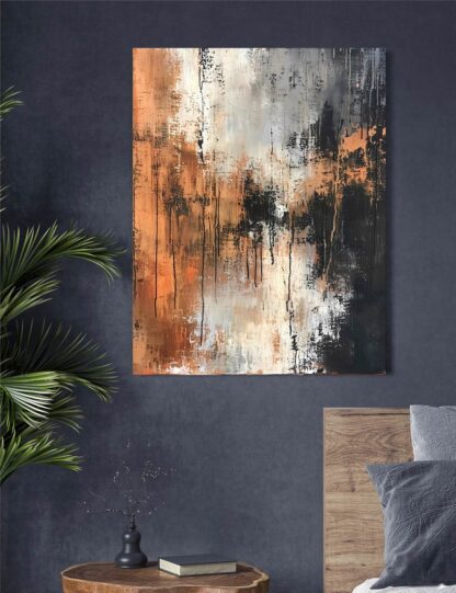 Orange White and Black Abstract Grunge Giclee - Image 2