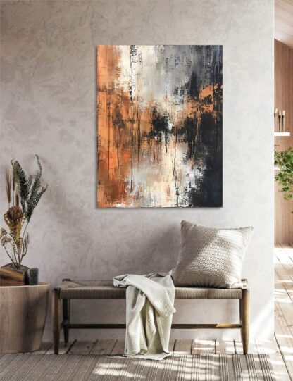 Orange White and Black Abstract Grunge Giclee - Image 3