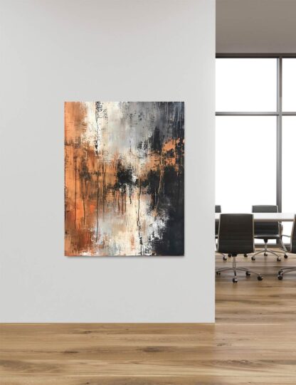 Orange White and Black Abstract Grunge Giclee - Image 4