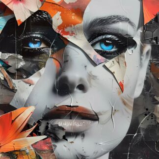 Modern Mixed Womans Face  Giclee
