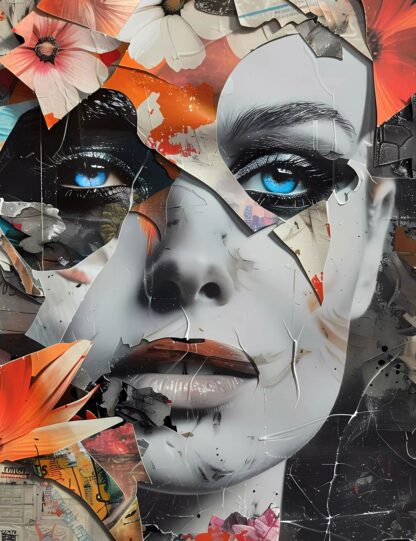 Modern Mixed Womans Face  Giclee
