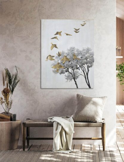 Gold Leaf Birds with Tree Giclee - Image 3