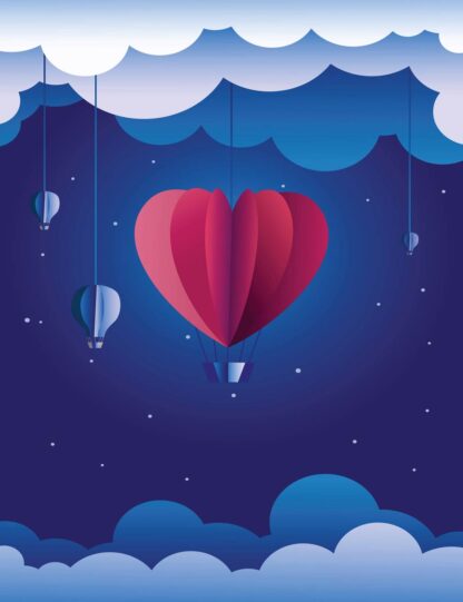 Heart Hot Air Balloon  Giclee