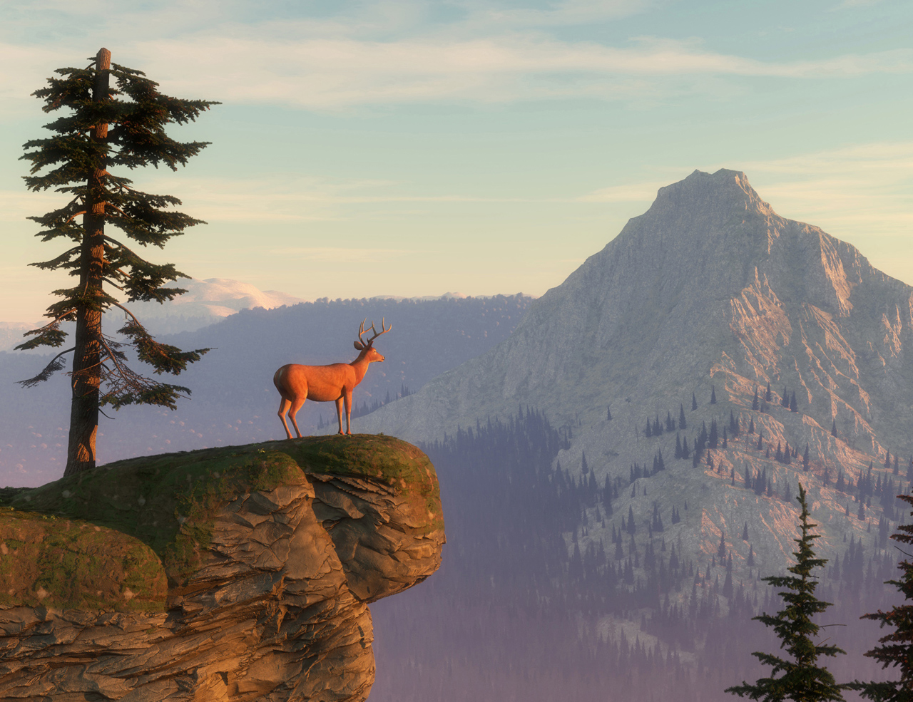 Deer on Mountain Giclee