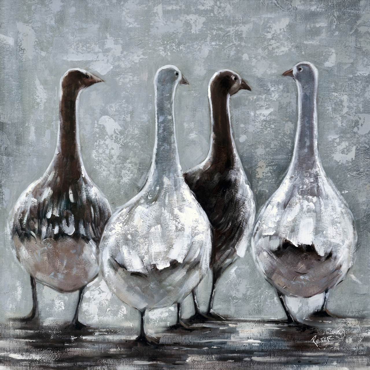 Black and White Geese Giclee