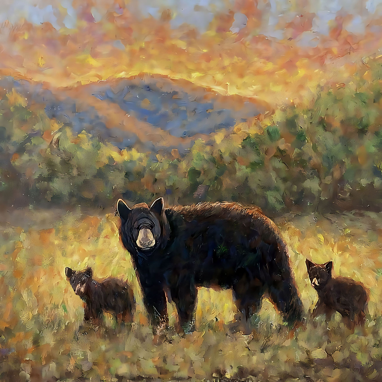 Mother Bear with Cubs Giclee