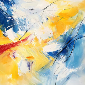 New Yellow Red Blue and White Abstract Giclee 48x60