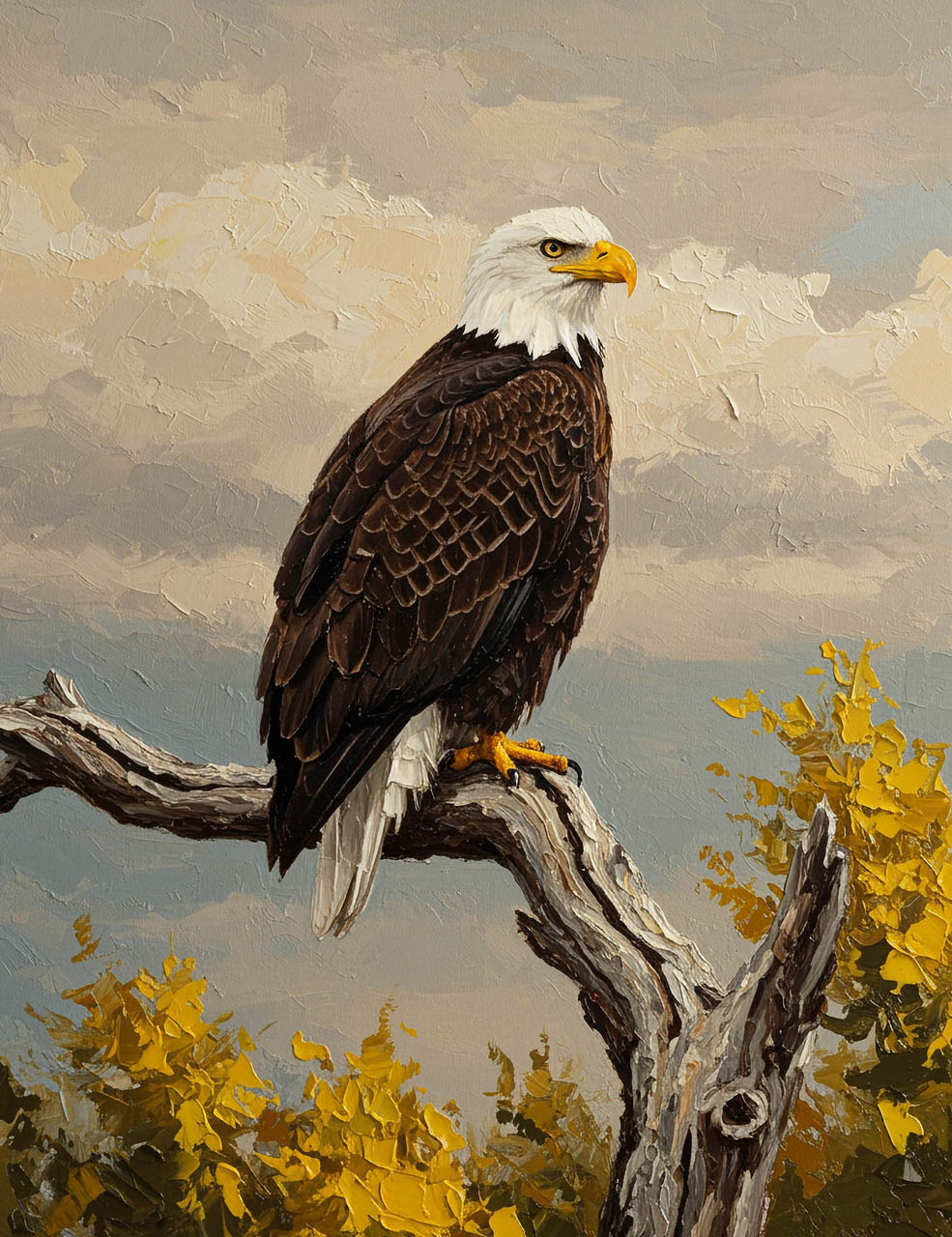 American Eagle on Tree Branch Giclee
