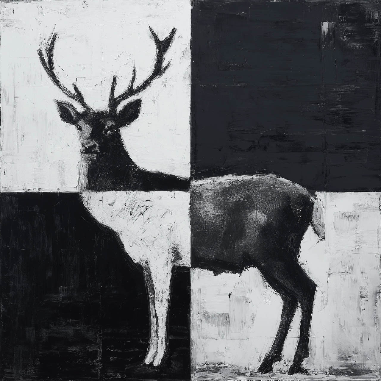 Black and White Deer Giclee