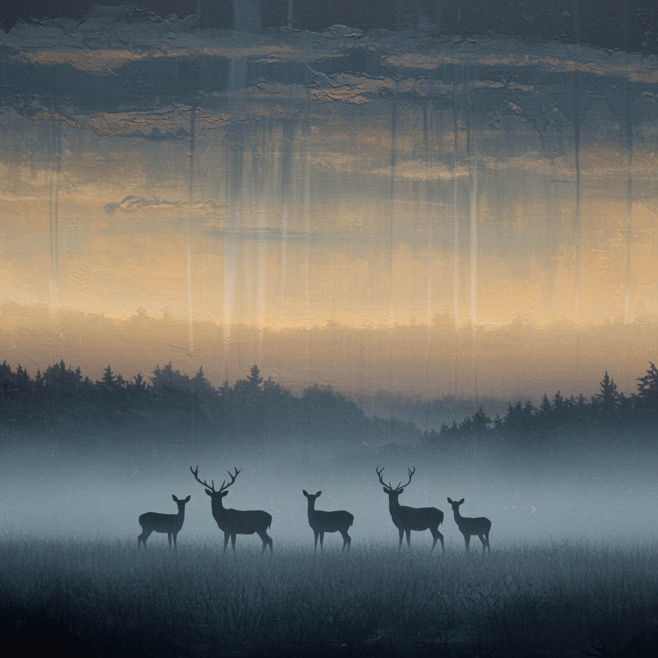 Family of Deer at Sunrise