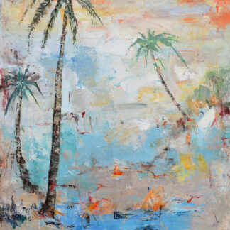 Abstract Beach Scene with Palm Trees Giclee