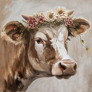 Floral Crown Cow Giclee