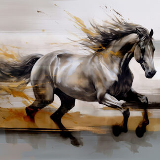 Galloping Gray Stallion Giclee