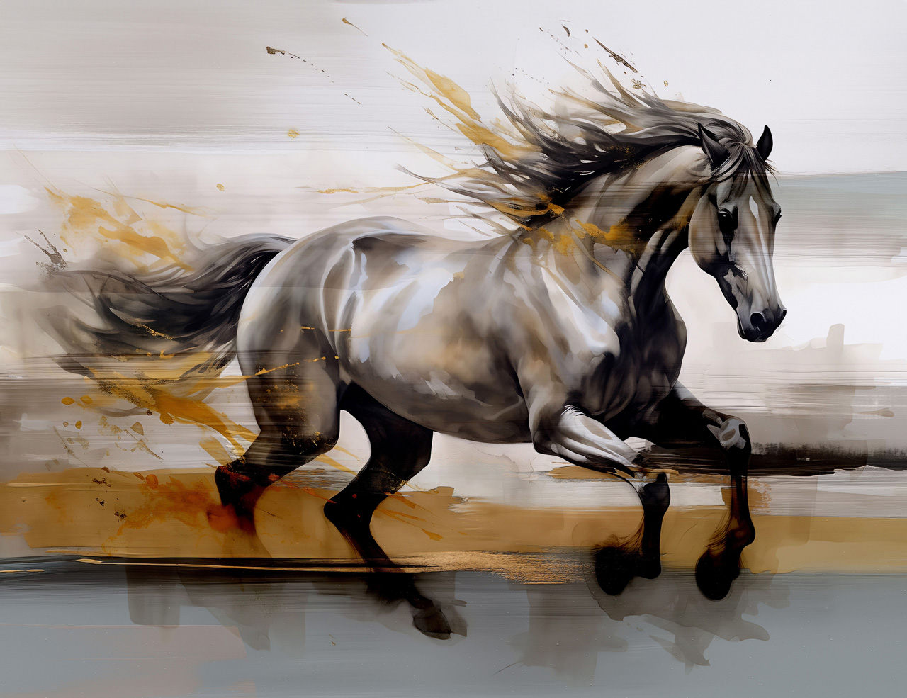 Galloping Gray Stallion Giclee