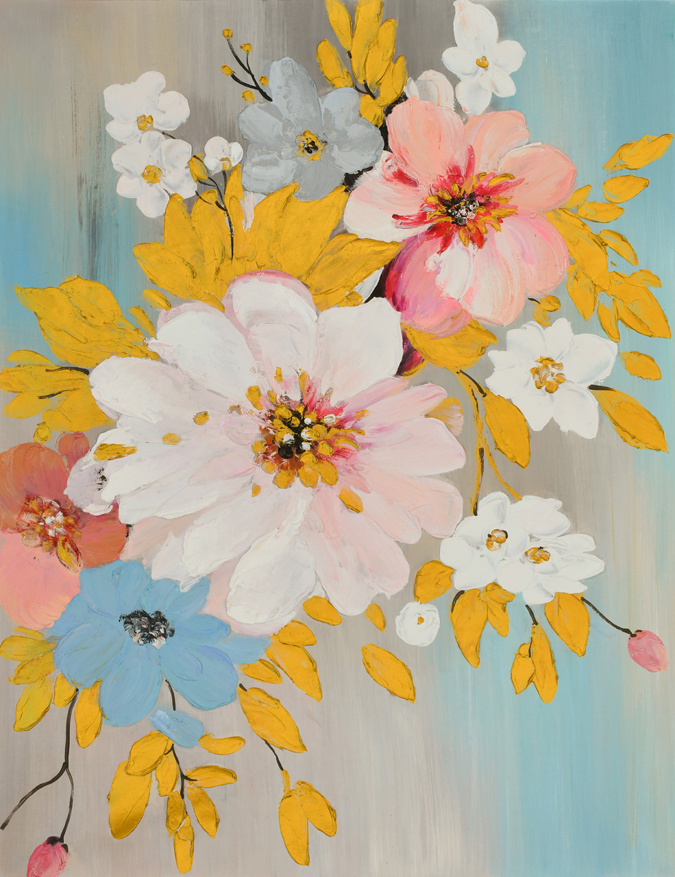 Golden Petal Floral Bouquet Giclee