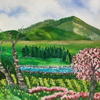 Green Field with Mountain Giclee