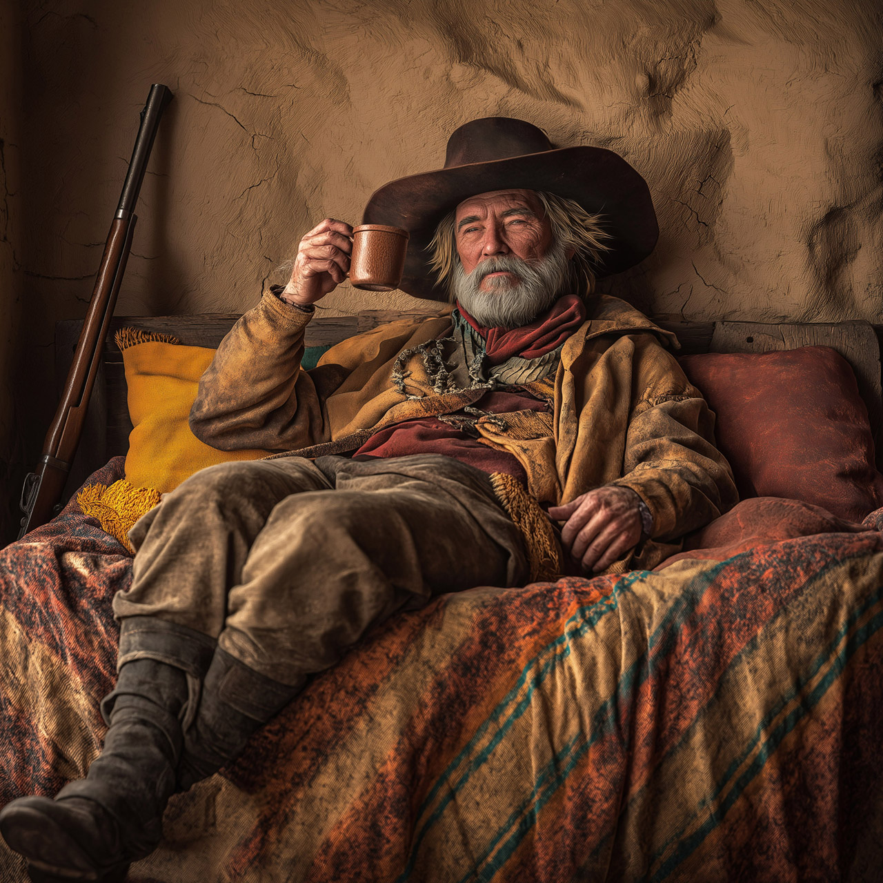 Man in Chair Drinking Whiskey 1